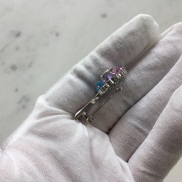 Sale $34 Firm! Sterling Silver Multi Color Cz Flower Pin - Picture 9 of 17